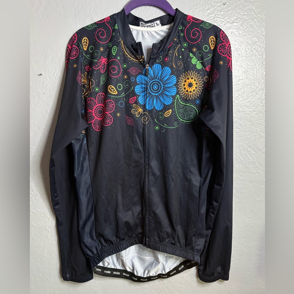 Weimostar women’s bike long sleeve shirt. Full zip Floral Summer Bike Breathable